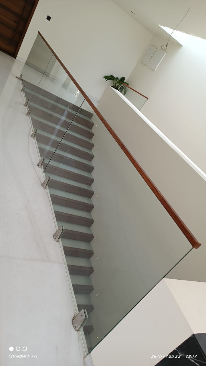 A.S Enterprises - Latest update - SS Bottom Fitting with Aluminium Handrail Wood Finish in Bangalore