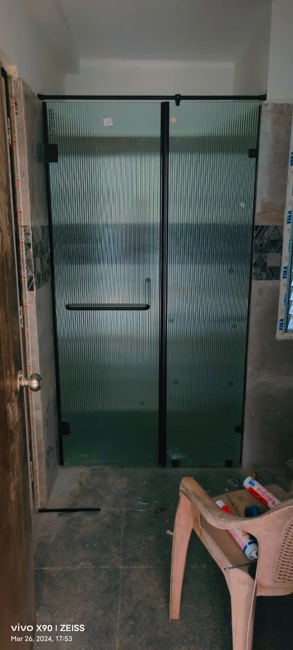 A.S Enterprises - Latest update - Black Colour Shower Glass Partition Bangalore